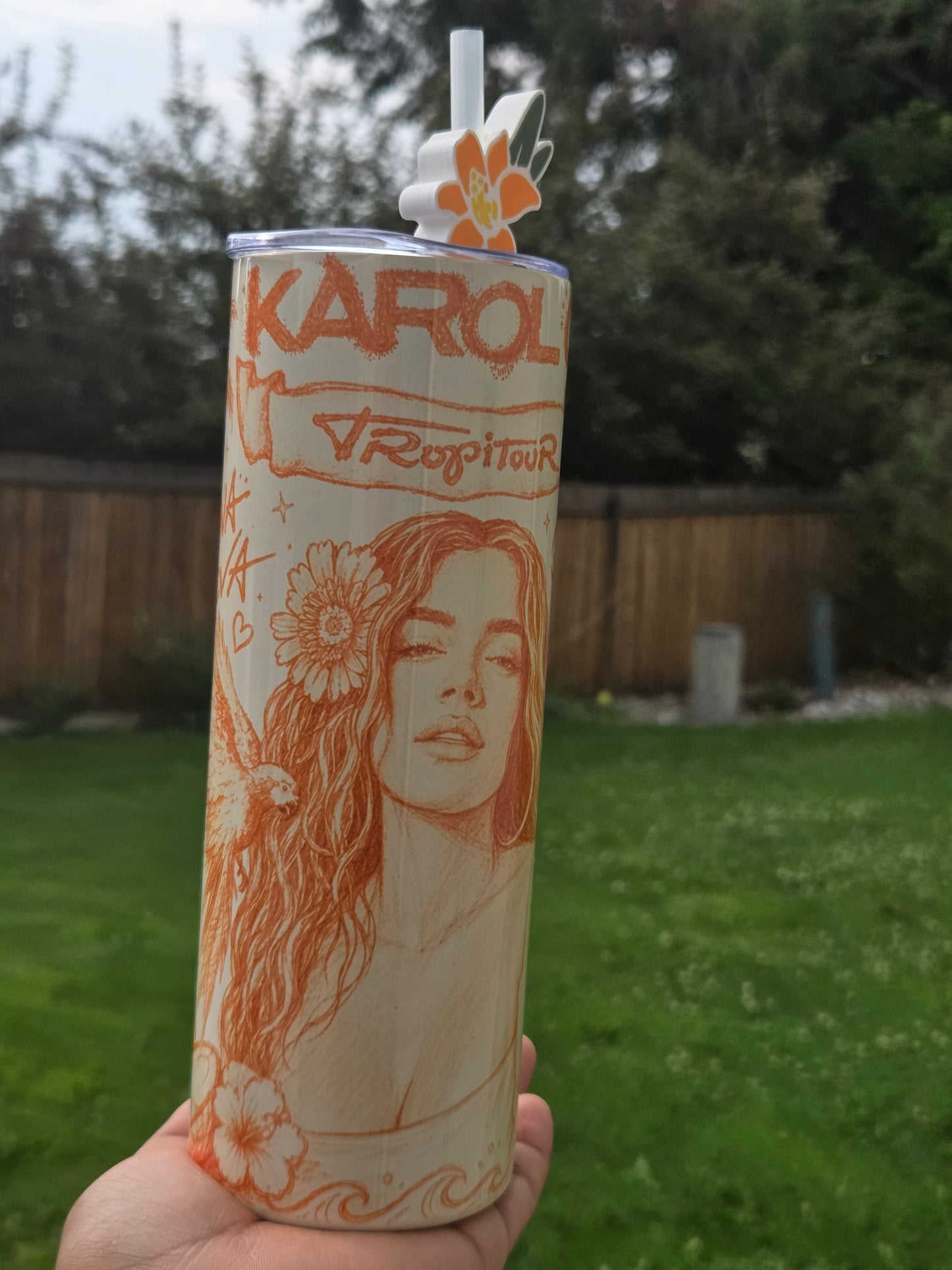 Karol G Tumbler with straw topper/ or sublimation print/